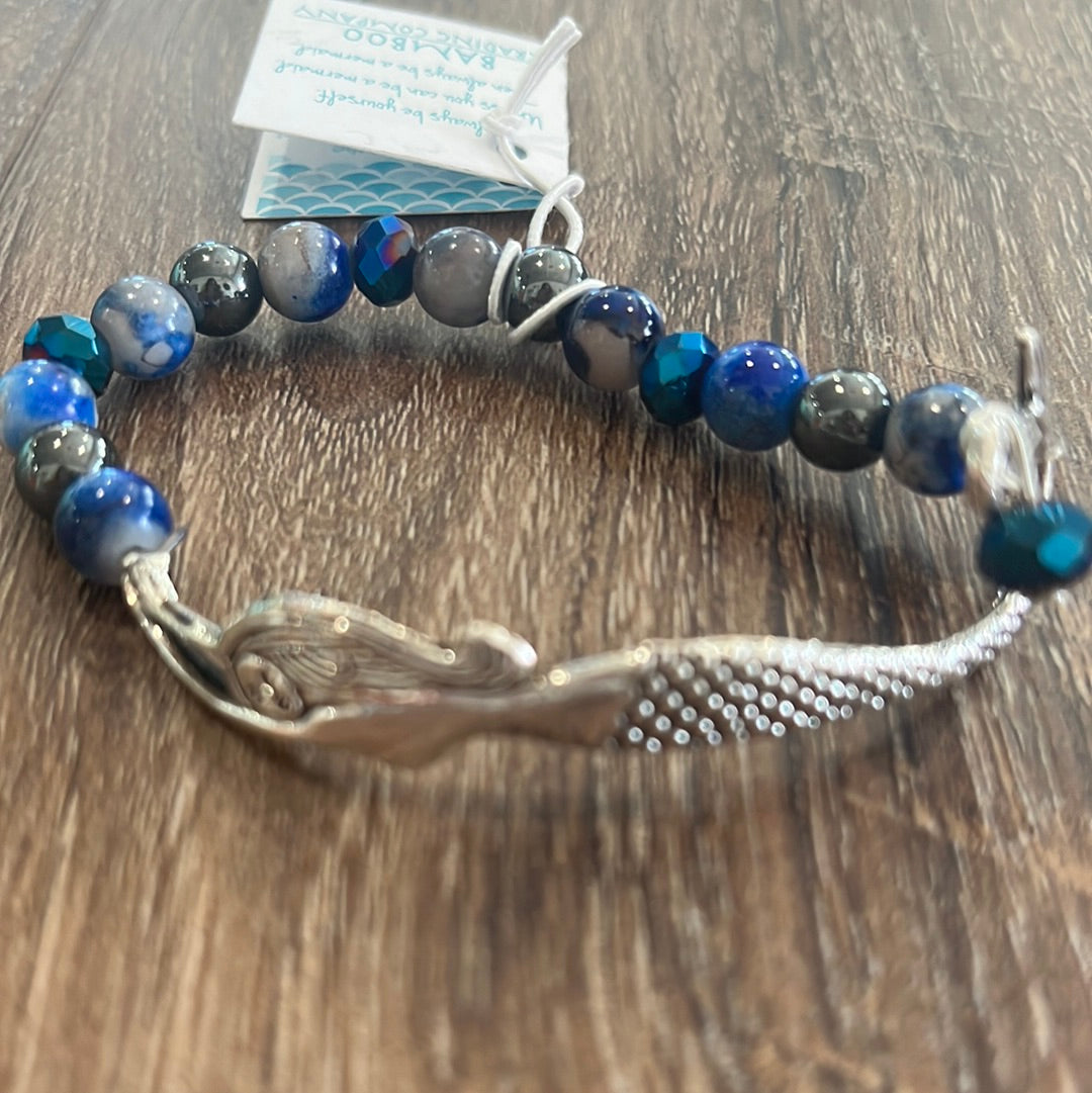 Silver Mermaid bracelet with beads. Deep Sea