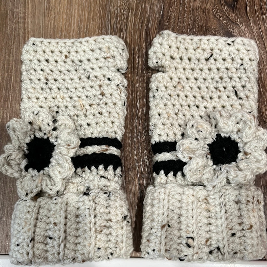 Hand crocheted fingerless gloves