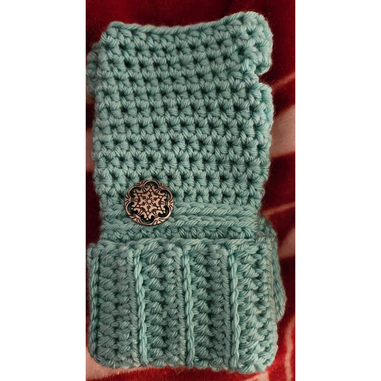 Hand crocheted fingerless gloves