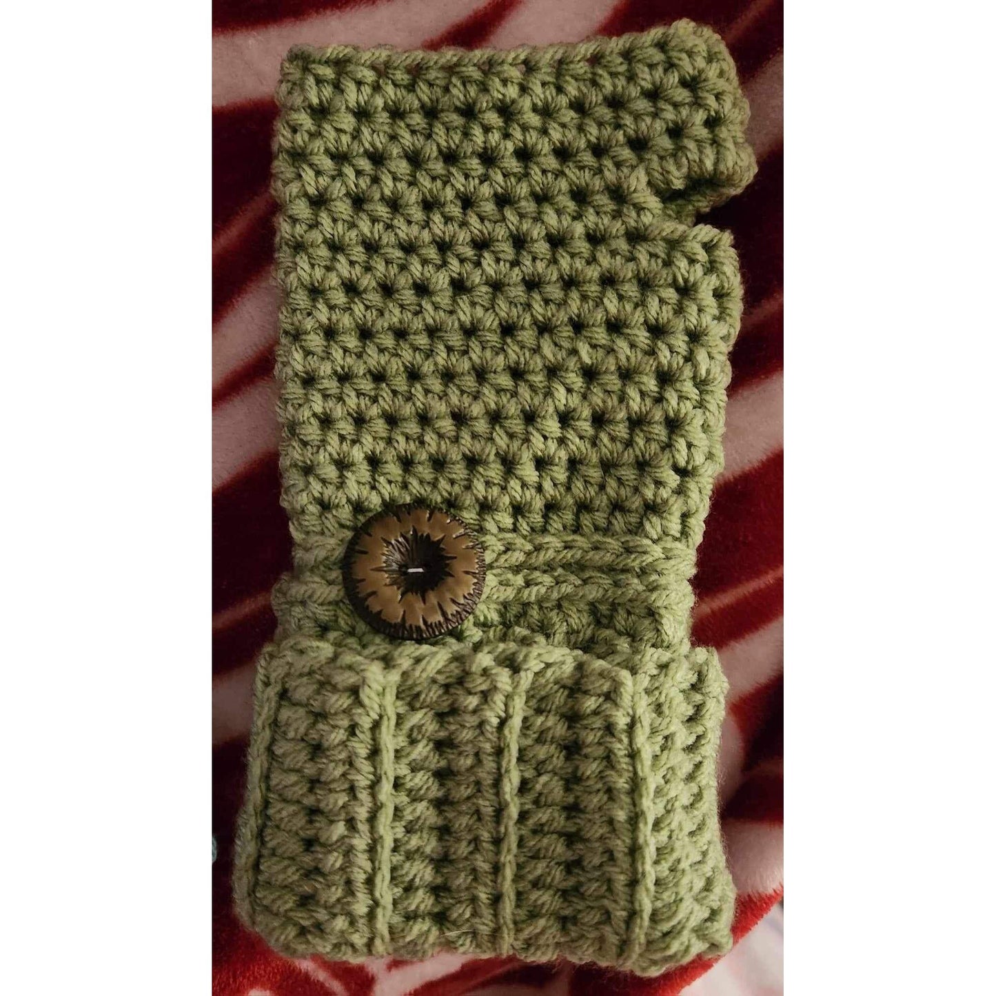 Hand crocheted fingerless gloves