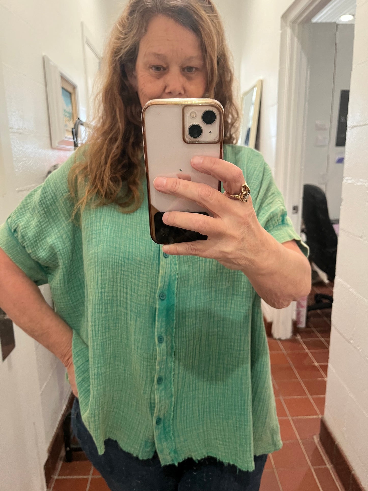 Cotton Gauze Mineral Wash Top