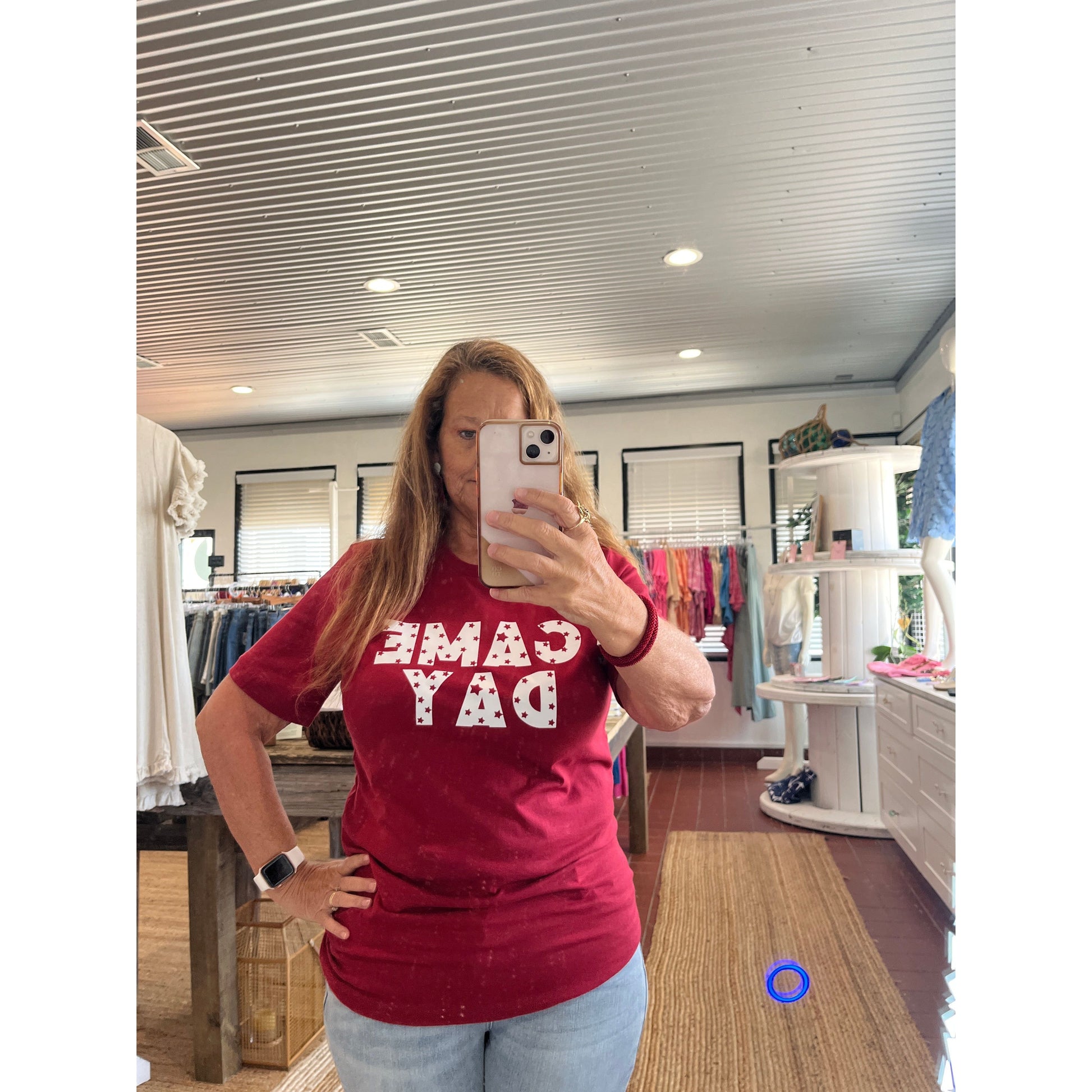 Garnet Star Game Day T-shirt, available in sizes Small through 2XL.  Short Sleeve.  Bella Canvas T.