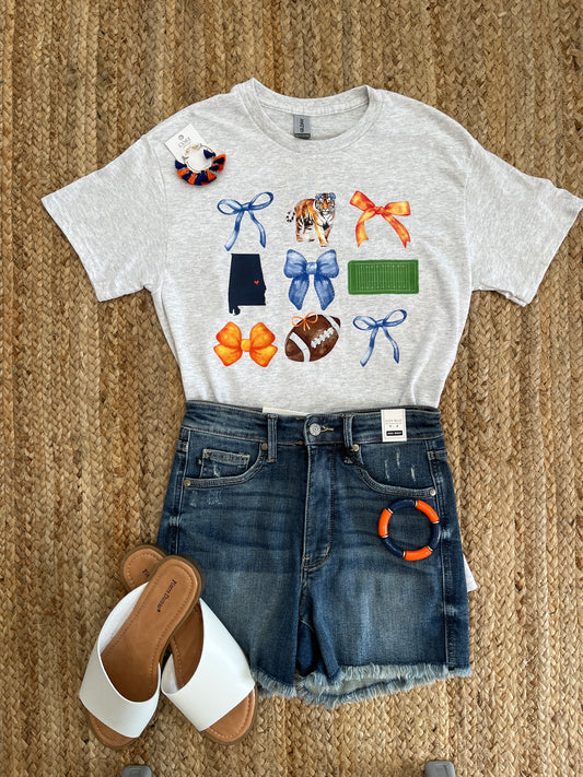 Auburn Tigers Graphic T, available in sizes Small through 2XL.  Gildan T-shirt.  99% Cotton, 1% Polyester.