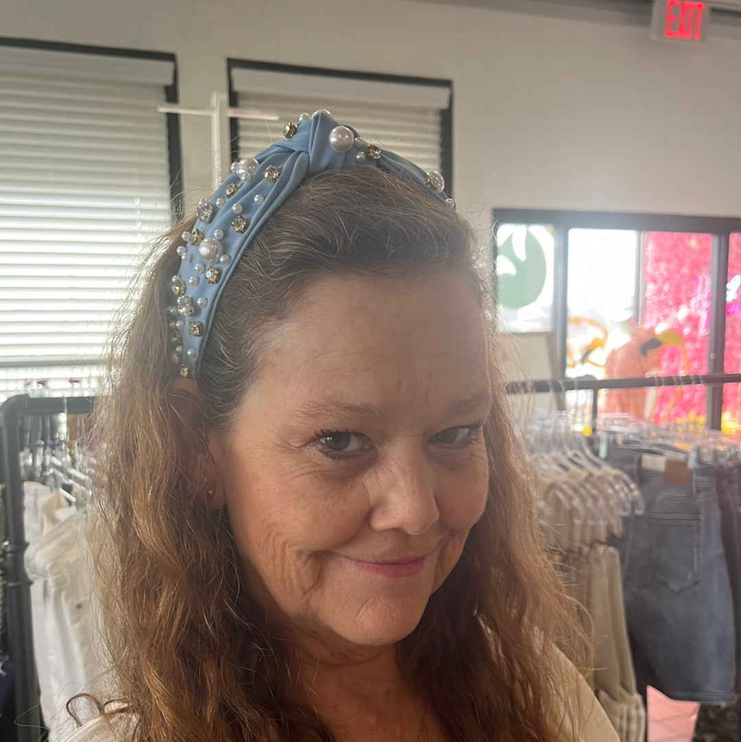 Pearl & Crystal Studded Knotted Headband