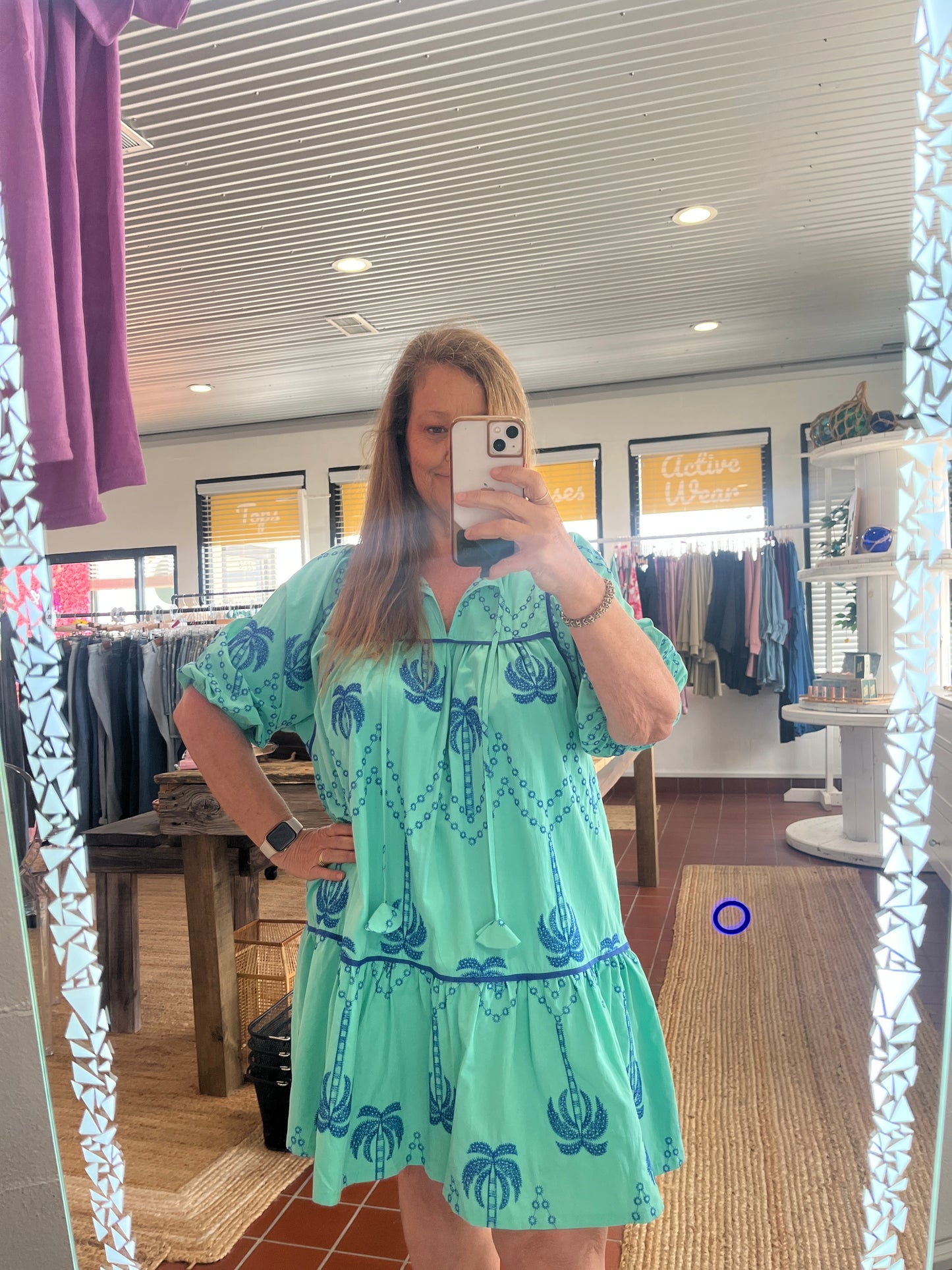 Embroidered Palms Boho Dress
