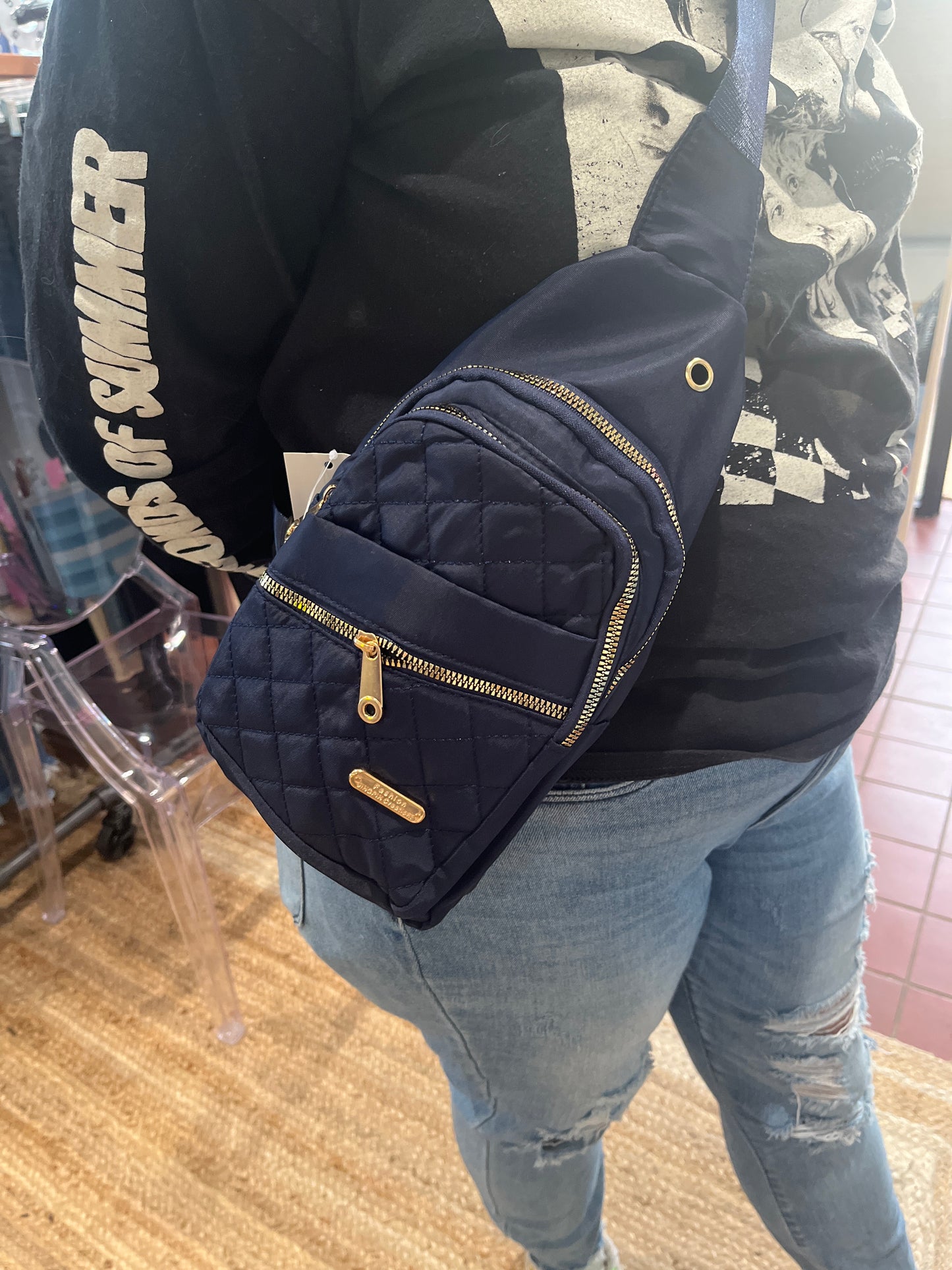 Diamond Quilted Shoulder Sling Bag