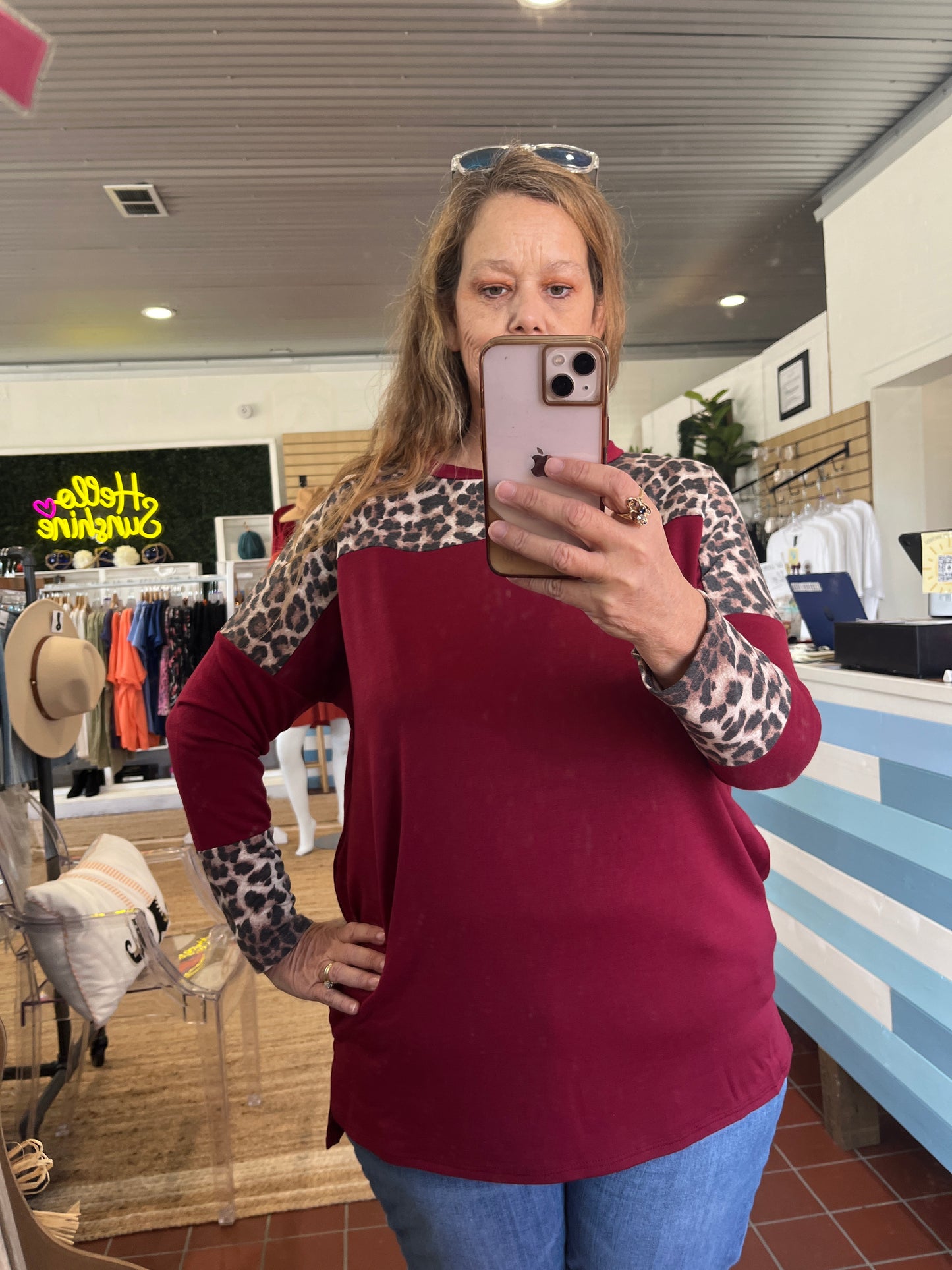 Animal Print Oversized French Terry Top