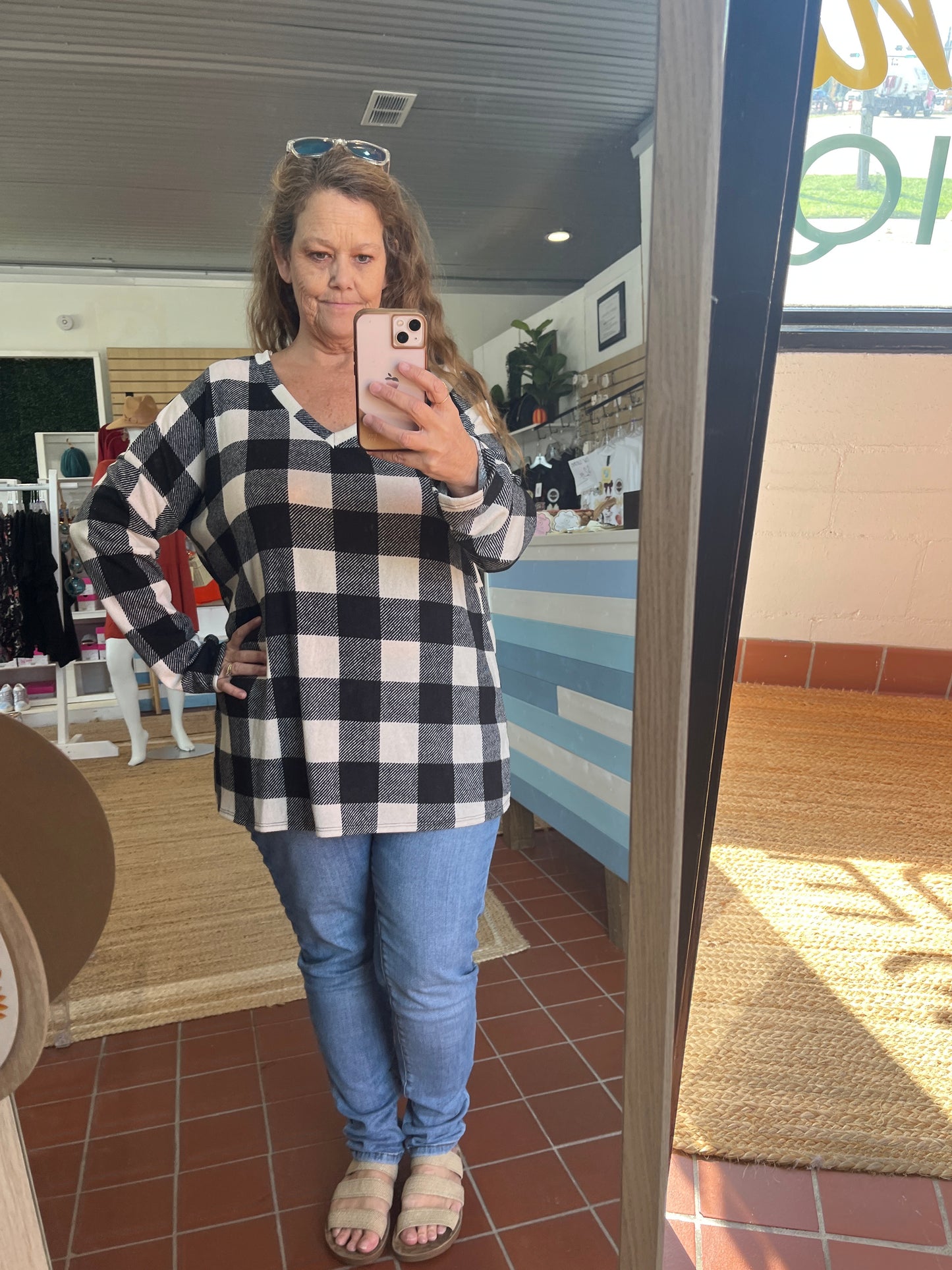 Black & White Plus Size Long Sleeve Top