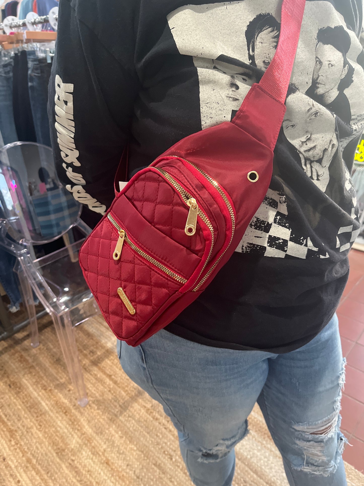 Diamond Quilted Shoulder Sling Bag