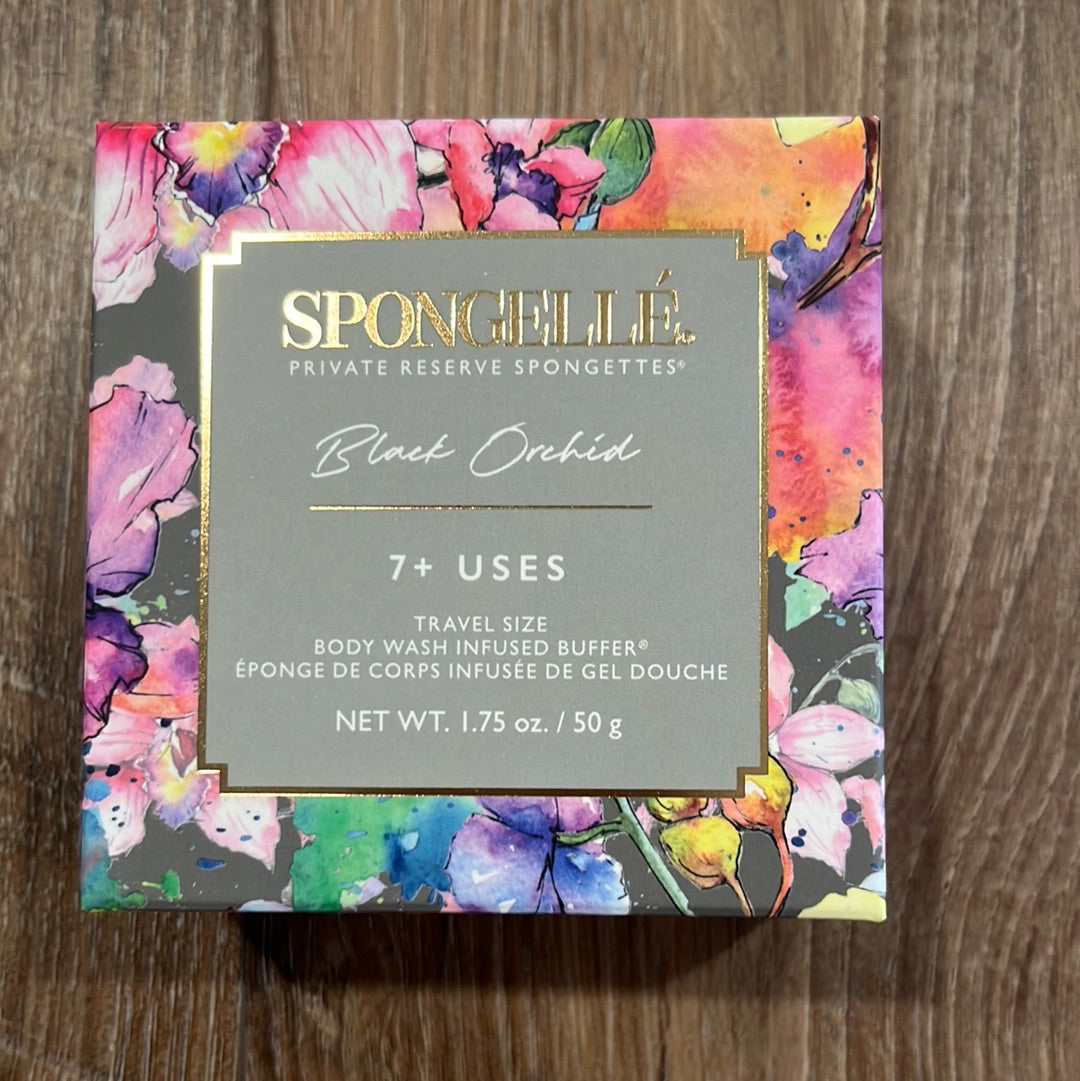 Spongelle Black Orchid Private Reserve Spongette.  7 + uses.  Travel size.  1.75 oz.