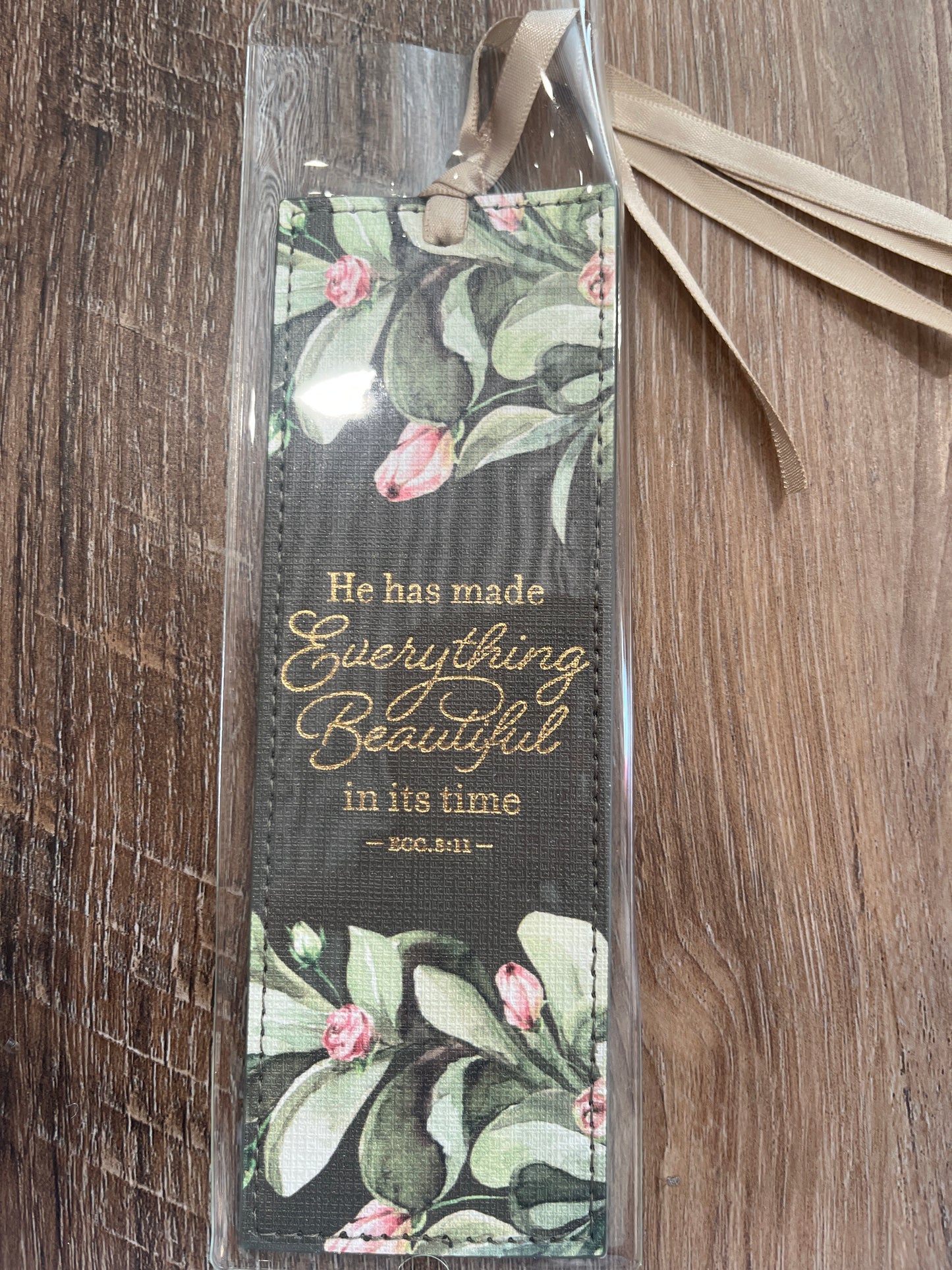 Faux Leather Bookmark "Everything is Beautiful"
