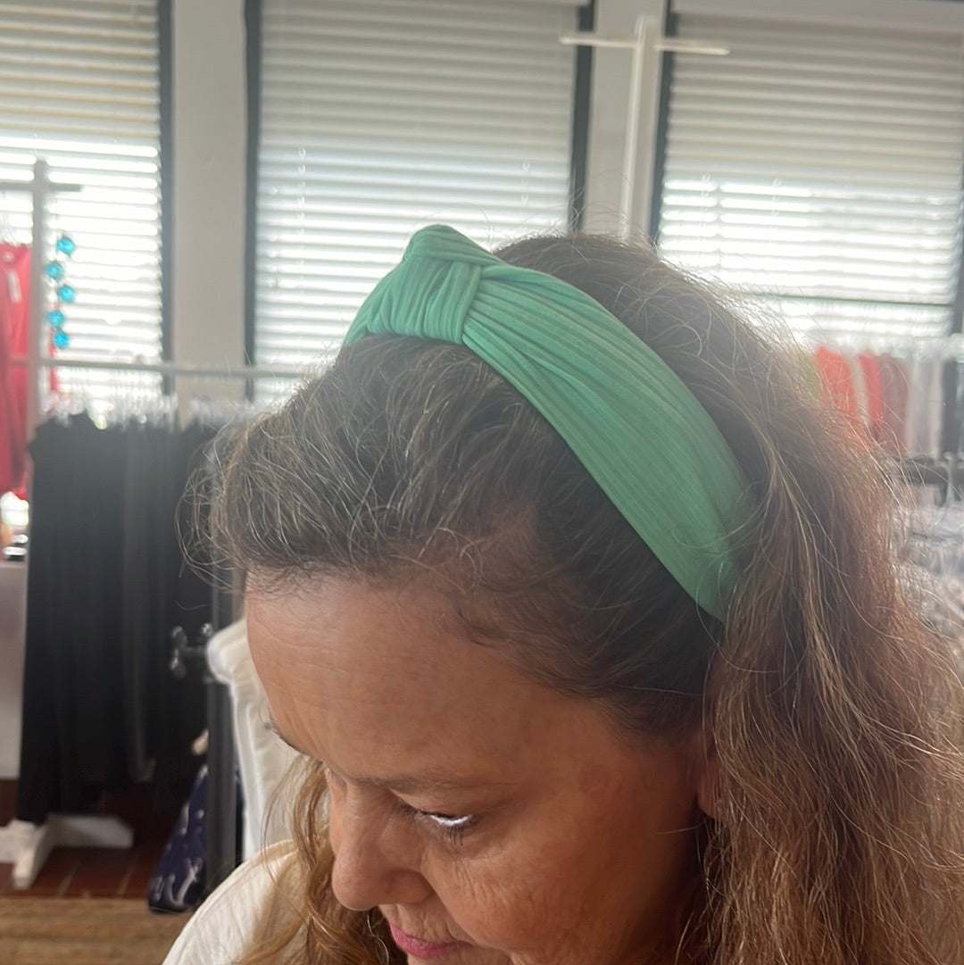 Green Knotted, Ribbed Headband