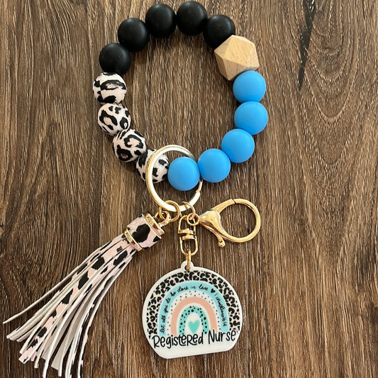 Silicone Bead Wristlet Keychain-Registered Nurse