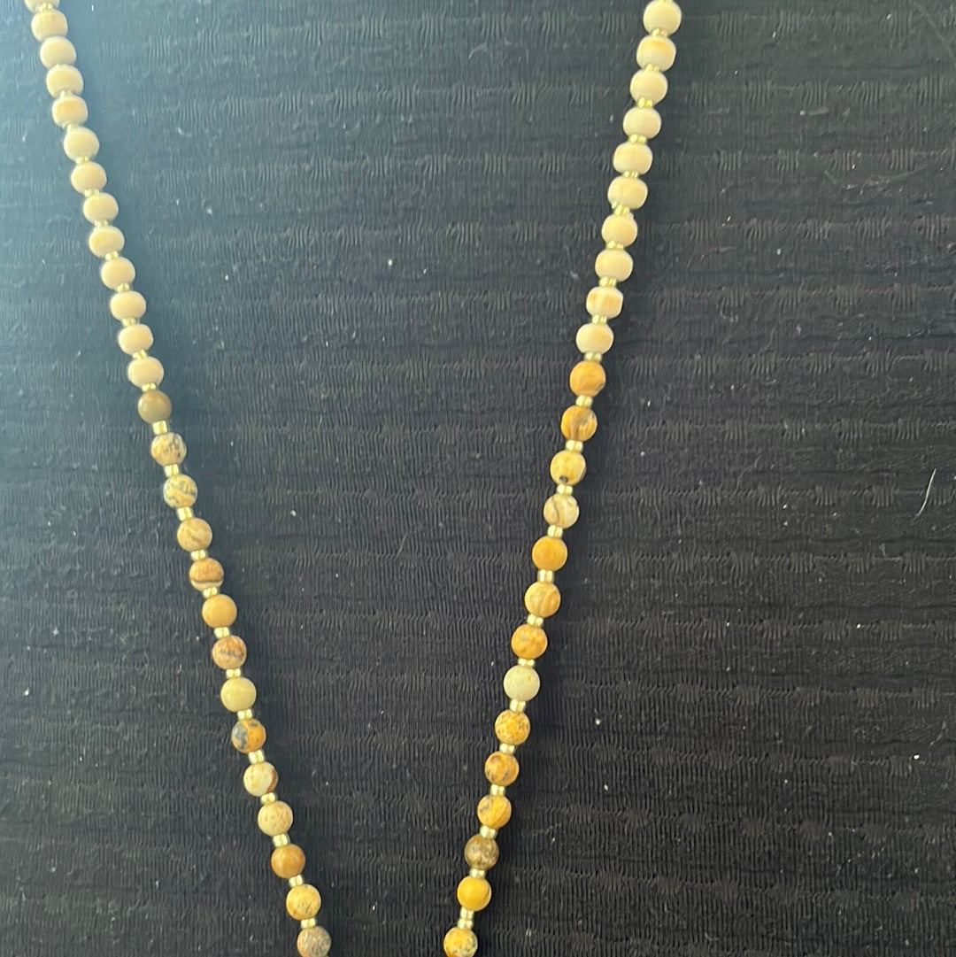 16" Shades of Brown Beaded Necklace with Pendant