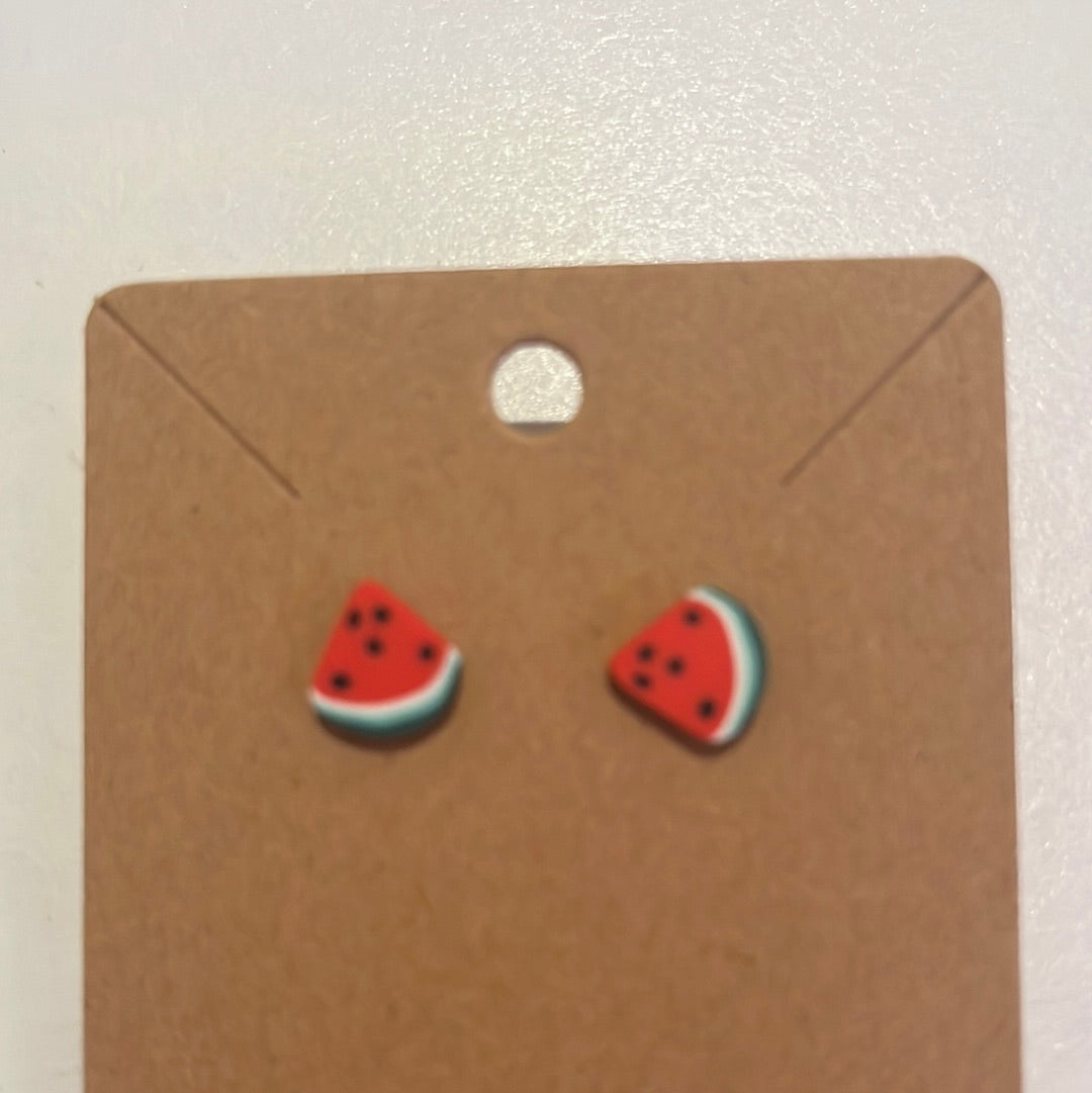 Watermelon slice earrings. Post