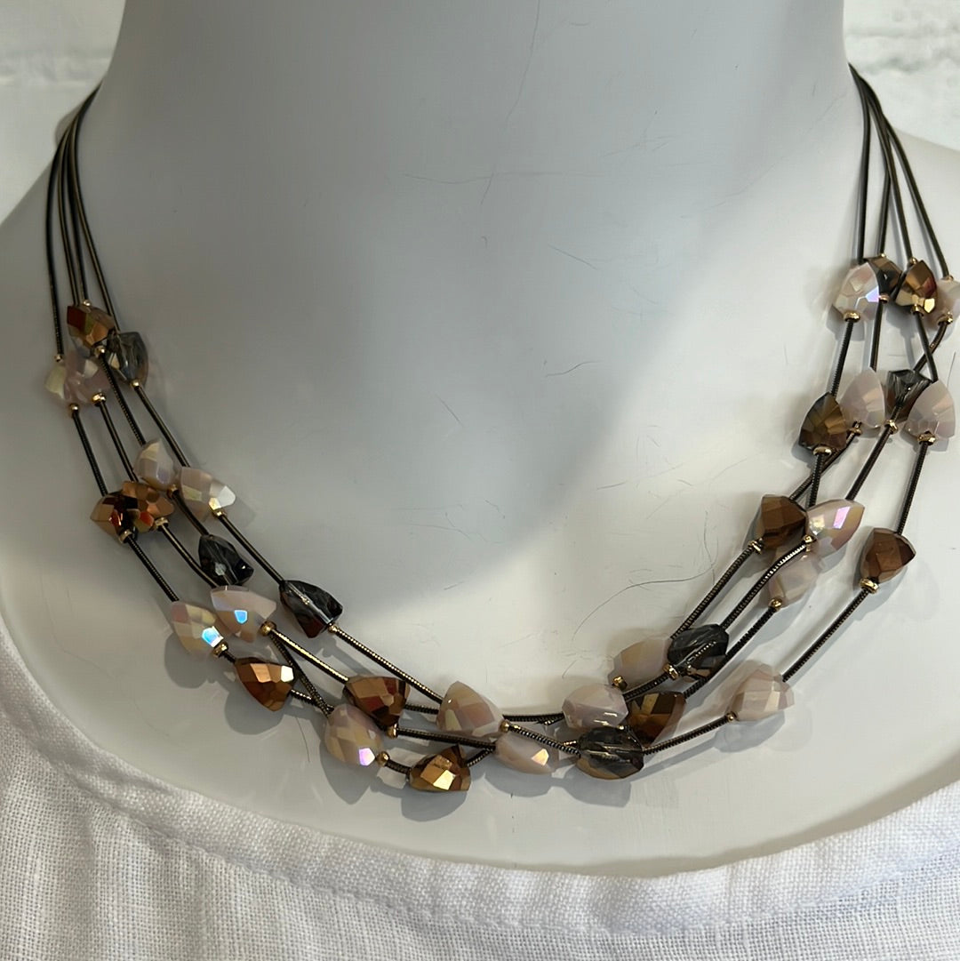 4 strand brown and cream necklace