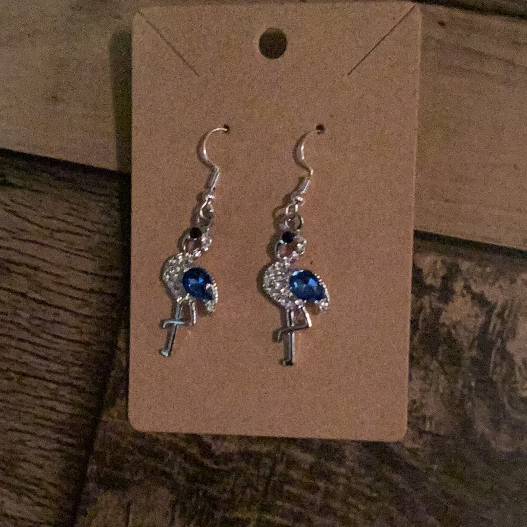 Hand crafted flamingo earrings-Blue