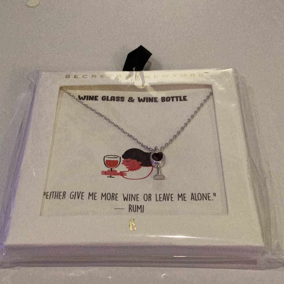 Wine glass pendant necklace