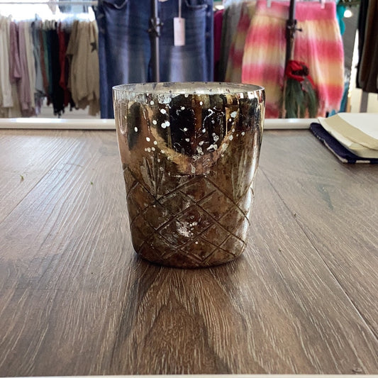 Gold glass votive.