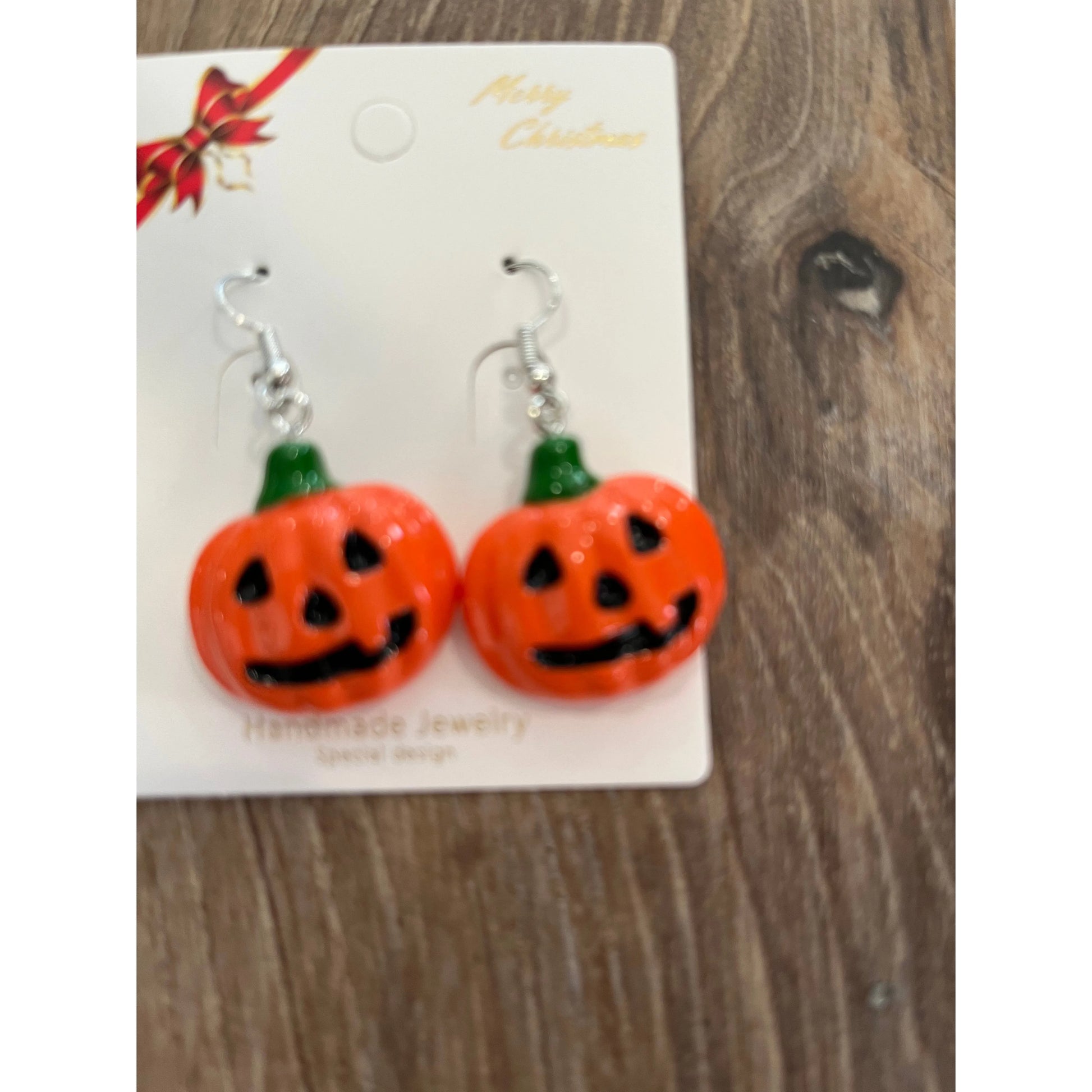 Pumpkin earrings.  Dangle.