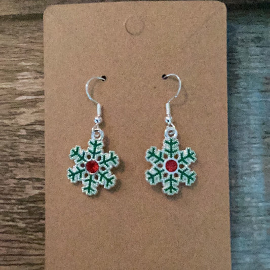 Handcrafted Snowflacke Earrings; Dangle