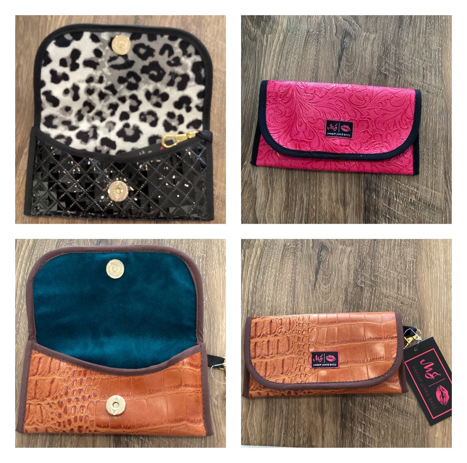 Makeup Junkie Sunglass Case, Handmade in Texas, featured on Shark Tank. El Dorado, Hot Pink, and Black Diamond