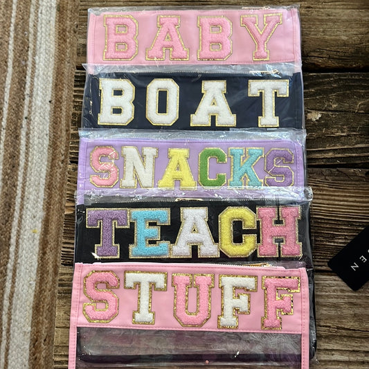 W 12” X 7.5” H Chenille letter pouches