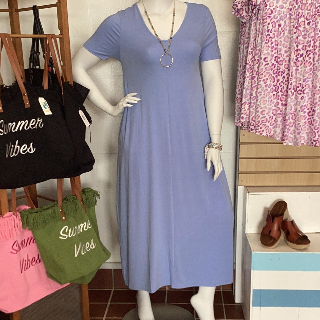 V-Neck Maxi Dress with pockets by Zenana