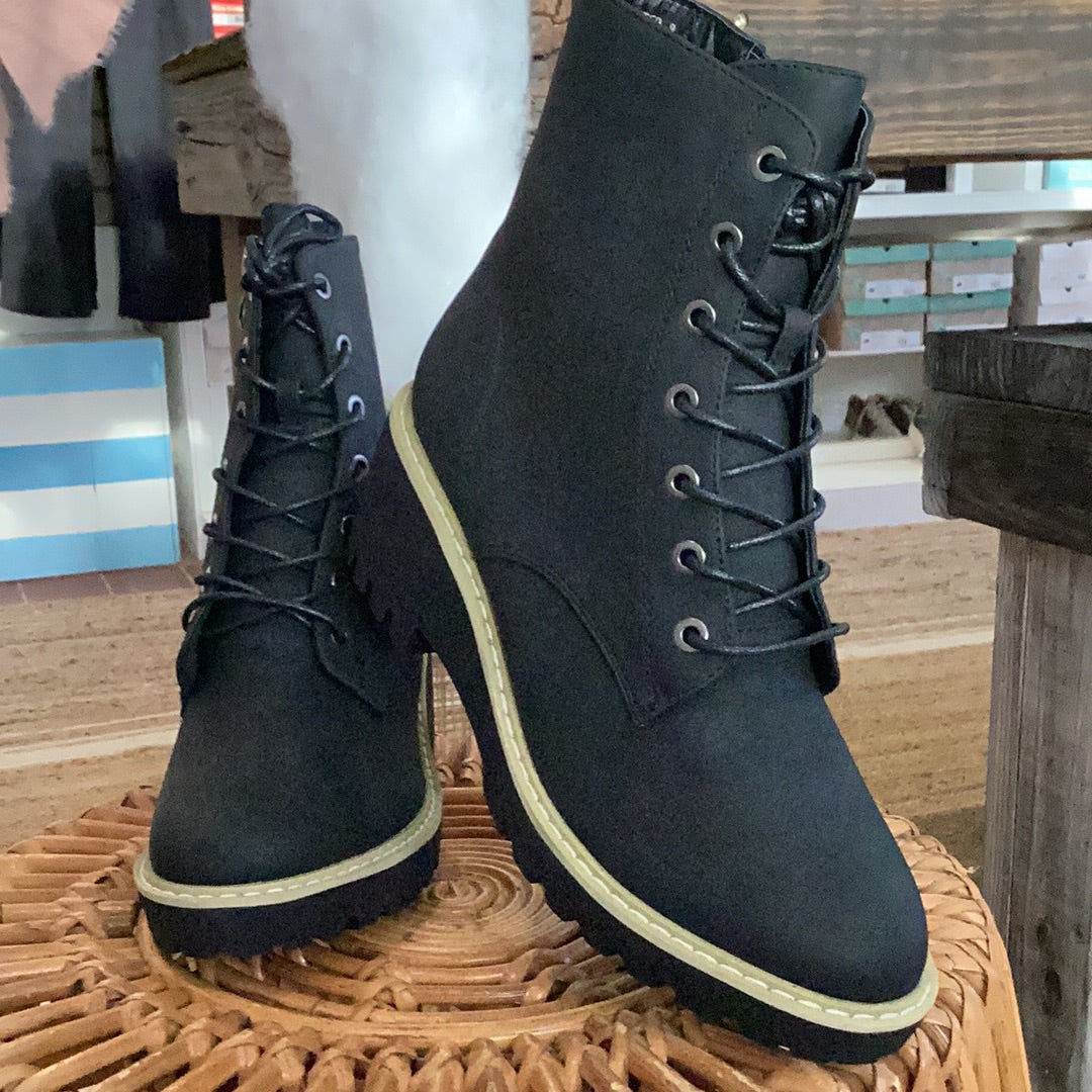 Corky's Blace Lace up boots with wedge heel sizes 7-10 available