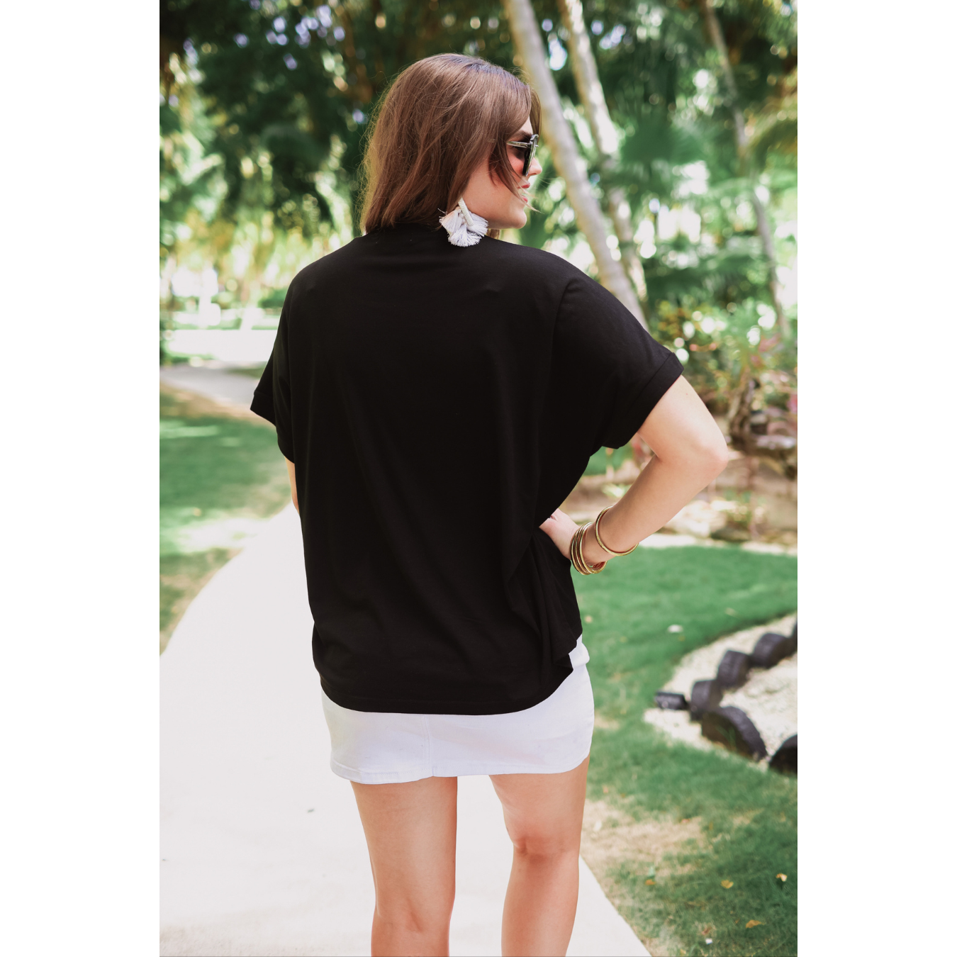 Drinks on Me sequin patch top available in sizes Small through 3X. 60% Polyester, 35% Rayon, 5% Spandex. Brand: Jess Lea